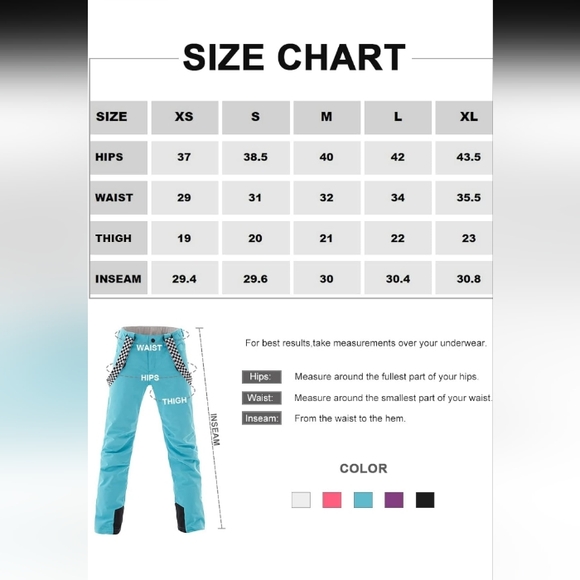 Size Medium "Ykk" Light Blue & Black Winter Pants w/ Suspenders - Picture 6 of 9